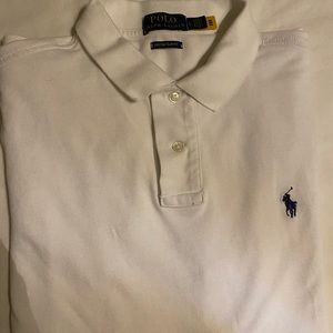 Ralph Lauren Polo White Custom Slim Fit Large Short Sleeve Shirt 2 button